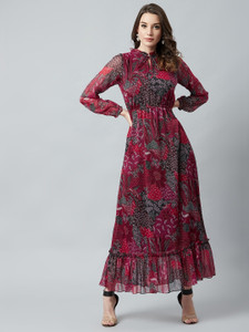 ATHENA Women Maxi Maroon Dress Buy ATHENA Women Maxi Maroon