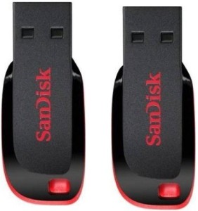SanDisk 64 GB Cruzer Blade (Pack Of 2 Pen Drive) 64 GB Pen Drive(Black, Red)