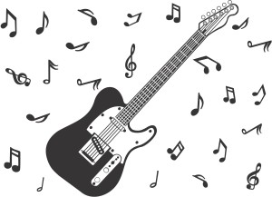 Stickers Guitare et note de musique - Color-stickers