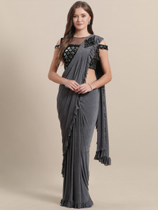 Buy Vallabh Gold Solid Plain Bollywood Nylon Grey Sarees Online Best Price In India Flipkart