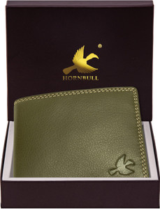 HORNBULL Men Green Genuine Leather Wallet Olive Price in India