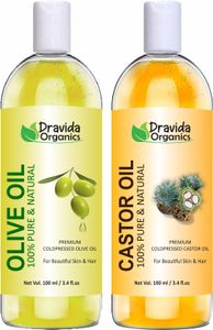 Dravida Organics 100% Pure Olive Oil and Castor Oil Hair Oil