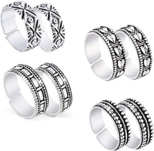 Doyen Creations Silver Oxidized German Silver Toe Ring Metal Silver Plated Toe Ring 4 Pairs Brass Toe Ring Set Price in India Buy Doyen Creations Silver Oxidized German Silver Toe Ring