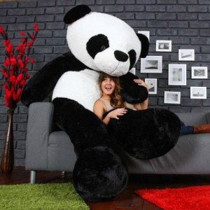 Gking Teddy Bear with Neck Bow Premium Quality Soft Plush Fabric (Black Panda, 3 Feet) - 90 cm (Black, White)  - 85 cm