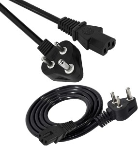 Rhonnium XVIX - Computer Power Cable Cord for Desktops PC and Printers/Monitor SMPS Power Cable IEC Mains Power Cable 1.5 m Power Cord(Compatible with PC, Monitor, Printer, CPU, SMPS, Jet Black, One Cable)
