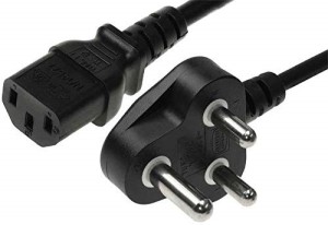 Rhonnium IIX - Cable Cord for Monitor/CPU/Pc/Computer/Printer/Desktop/Smps Lack 1.5 m Power Cord(Compatible with Monitor, PC, Printer, CPU, SMPS, Obsidian Black, One Cable)
