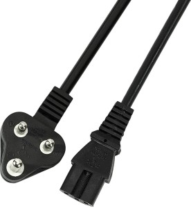 Fexy 1.5 Meter India Plug IEC Mains Power Cable Cord for Desktop PC/Monitor/SMPS/Printer - Black 1.5 m Power Cord(Compatible with computer, Black, One Cable)