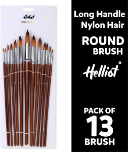 Artist Fan Paint Brushes Set,9 Pcs Professional Soft Anti-Shedding Fan Brush  for Acrylic Oil Watercolor Gouache Painting Kits with Long Handle Nylon  Hair 