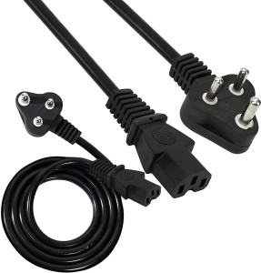 Rhonnium VIXI - Power Cable for Desktop/Printer/Scanner 1.5 Mtr 3 Pin to IEC Connector 1.5 m Power Cord(Compatible with CPU, SMPS, Monitor, PC, Printer, Jade Black, One Cable)
