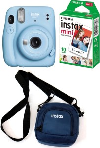 FUJIFILM Instax mini 11 Sky Blue with pouch and 10 Shot film Instant Camera(Blue)