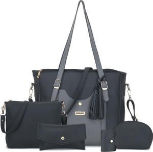 Buy DIXON Women Black Grey Hand held Bag Black Grey Online
