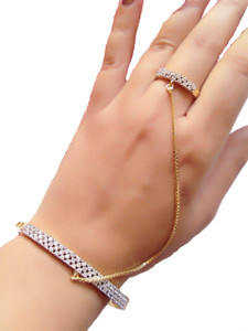 Simple gold bracelet discount with ring attached