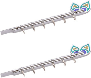 Doyours 2 Set Glossy Steel In Flute Design 6 - Pronged Hook Rail