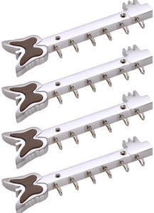 Doyours 4 Set Glossy Steel In Butterfly Design 6 - Pronged Hook Rail