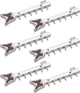 Doyours 6 Set Glossy Steel In Butterfly Design 6 - Pronged Hook Rail