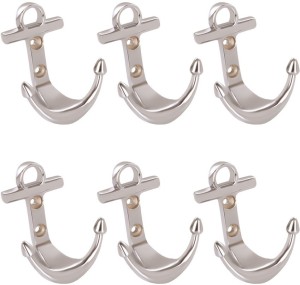 Doyours 6 Set Glossy Steel In Anchor Design 2 - Pronged Hook