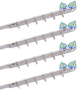 Doyours 4 Set Glossy Steel In Flute Design 6 - Pronged Hook Rail