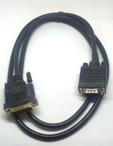 RSR Infosolutions DVI MALE 24+5 PIN TO VGA 1.5 MTR CABLE 1.5 m DVI Cable(Compatible with Computer, Laptop, Black, One Cable)