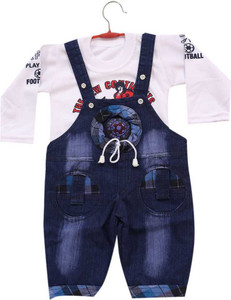 Jinie Dungaree For Baby Boys Baby Girls Printed Denim Price in