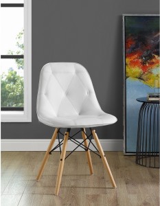 Finch Fox Manor Park Modern Eames Iconic Chairs in White Colour Leatherette Living Room Chair