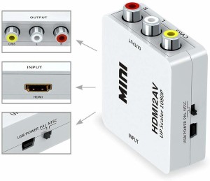 hltechnology HDMI to RCA Composite Video Audio AV CVBS Adapter Converter 720p/1080p Media Streaming Device(White)
