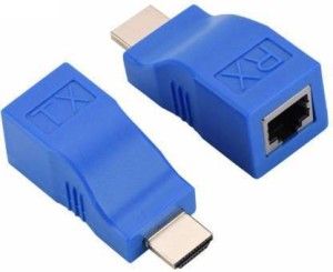 Dhriyag HDMI Extender to RJ45 LAN Network Extension TX RX Cat5e CAT6 (Receiver &Transmitter by Cat-5e/6 Cable) Transmission Distance: 30m Media Streaming Device(Blue)