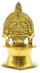 Puja N Pujari Kamakshi Akhand Diya Oil Deepam for Pooja and Diwali Brass Table Diya