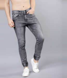 Grey denim joggers discount