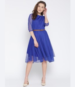 U&F Women Fit and Flare Blue Dress - Buy U&F Women Fit and Flare Blue Dress  Online at Best Prices in India | Flipkart.com