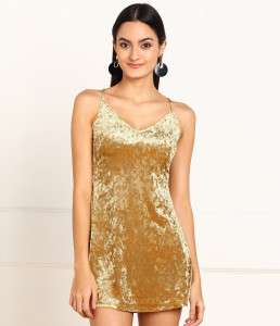 FOREVER 21 Women A line Gold Dress Buy FOREVER 21 Women A line