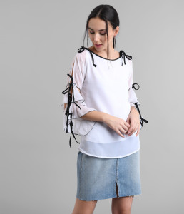 raabta Casual Solid Women White Top Buy raabta Casual Solid
