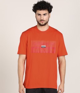 ADIDAS ORIGINALS Printed Men Round Neck Orange T-Shirt