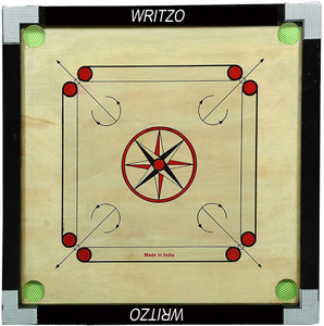 Writzo Gloss Finish Carrom Board with Coins Striker Powder