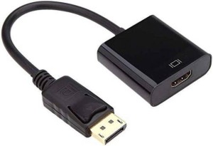 Grandvision Display Port to HDMI Adapter, Gold-Plated, DP to HDMI Converter, DP to HDMI Cord (Male to Female) Compatible with Computer, Desktop, Laptop, PC, Monitor, Projector, HDTV - 6 Inch 1 m HDMI Cable(Compatible with monitor, computer, tv, projector, Black, One Cable)