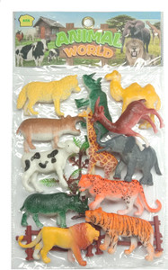 Agk Animal World 12 Pcs Wild Zoo Animal Toys Set Animal World