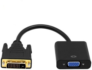 Grandvision High Resolution DVI - D to VGA Active CONVERTOR (DVI D Male 24+1 PIN to VGA Female 15 PIN) - Suitable for Connecting Latest Graphic Cards with dvi d Out Put to VGA Display/projectors 1 m VGA Cable(Compatible with computer, VIDEO GRAPHIC CARDS, MONITOR, Black, One Cable)