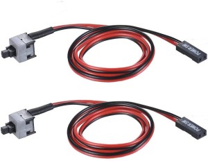 Fexy 2 Pack 2 Pin SW PC Case Power Cable on/Off Push Button ATX Computer Switch Wire 45cm 0.5 m Power Cord(Compatible with COMPUTER, Mother bord, Pc, Red&White, Pack of: 2)