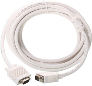 FEDUS VGA 15 Pin Male to Male Computer Monitor Cable Wire 15Meter 15 m VGA Cable(Compatible with Laptop, Computer, White, One Cable)