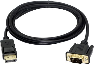 BUYFLUX Display Port to VGA Cable Male to Male Plug Video Adapter with Gold Plated Connector - 6 Feet 1.8 m VGA Cable(Compatible with Monitor, TV, PS4, PS3, Blue-ray, XBox, Laptop, PC, Projector, Black, One Cable)