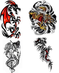 Dragon with wings Waterproof Black Red Temporary Body Tattoo Stickers for  Men and WomenTemporary Tattoos