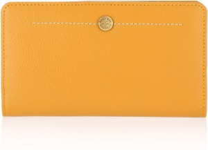 Flap wallet - Lambskin & gold-tone metal, yellow — Fashion