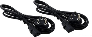 HIGHVOLT Power_Cord_1pt5 1.5 m Power Cord(Compatible with Printer, Computer, Projector, Monitor, TFT, LCD, LED, Black, Pack of: 2)
