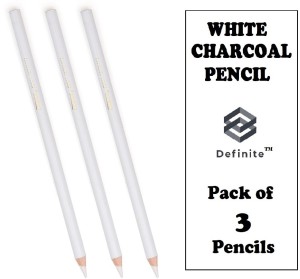 Pack of 3)White Charcoal Pencils for Expressive Portraits and Drawings on  Black Tinted Paper with White Paper Blending Stumps for Shading, Smudging  and 1 Pencil Extender