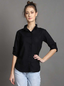 ladies black patterned blouses