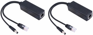 LipiWorld PoE Splitter Power Over Ethernet Adapter Active 48V to 12V for IP Camera IP Phone POE Devices PoE Switches (Pack-2) Lan Adapter(100 Mbps)