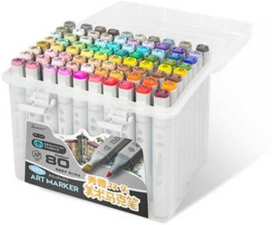 200 COLOUR ALCOHOL MARKERS - DOUBLE TIPPED CHISEL & FINE ALCOHOL,  MULTICOLOR