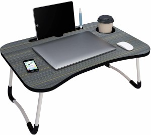 MITHILA Multipurpose Foldable Table with Cup Holder, Study , Bed ,Table, Portable Plastic Portable Laptop Table