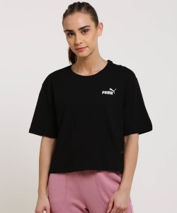 PUMA Solid Women Round Neck Black T-Shirt - Buy PUMA Solid Women Round Neck Black  T-Shirt Online at Best Prices in India