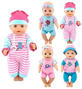 iBayda 4 Sets Nipple Doll Clothes Include Rompers Headband Hat for
