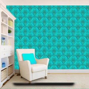 CBS4513 Turquoise Feuilles Peel  Stick Wallpaper  Total Wallcovering